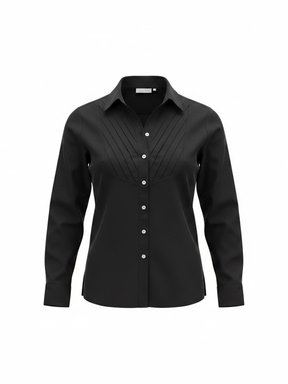 NWT HARSHMAN Los Angeles Black Pleated Chevron Bib Button Down Blouse XS - Picture 11 of 15